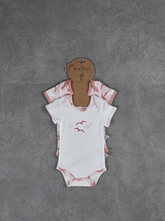 Ecocotton Turna Kısa Kollu Zıbın Seti 3-6 Ay Turkuaz