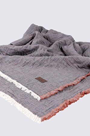 Ecocotton Muna Çift Kişilik Yatak Örtüsü %100 Organik Pamuk Inject Terra-Antrasit 230x250 Cm