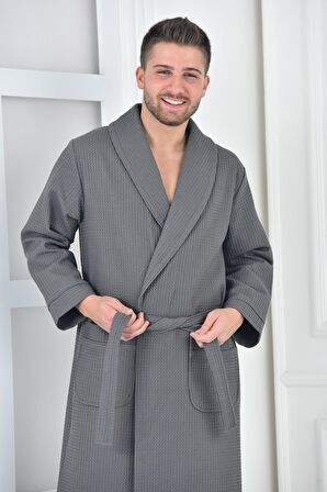 Green Black Afra Erkek Pike Bornoz %100 Pamuk Antrasit
