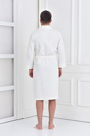 Green Black Afra Erkek Pike Bornoz %100 Pamuk Krem