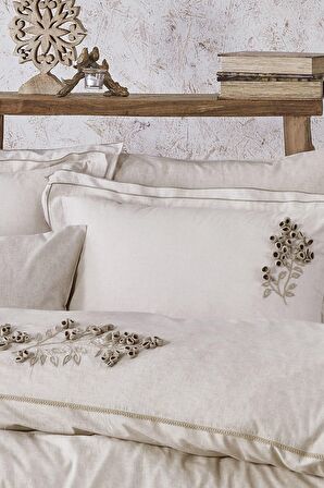 Eco Cotton Masal Çiçekli Pamuk Çift Kişilik Nevresim Takımı