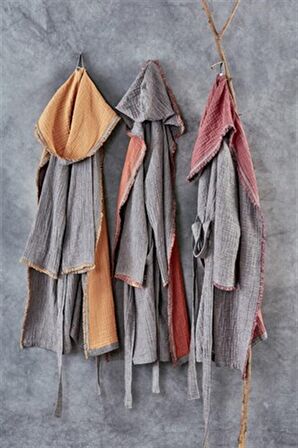 Ecocotton Muna Kadın Bornoz %100 Organik Pamuk Inject Bordo-Antrasit