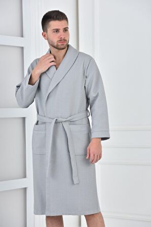 Green Black Afra Erkek Pike Bornoz %100 Pamuk Gri