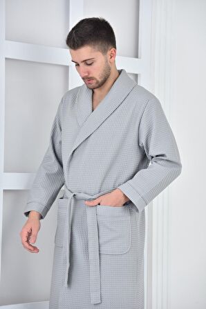 Green Black Afra Erkek Pike Bornoz %100 Pamuk Gri