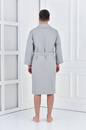 Green Black Afra Erkek Pike Bornoz %100 Pamuk Gri