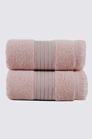 Green Black Aya 2'li El Yüz Havlusu Seti %100 Pamuk Jakarlı Pudra 50x80 Cm