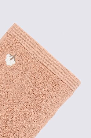 Ecocotton Pure Cotton 2'li El Yüz Havlusu Seti %100 Organik Pamuk Kelebek Bordürlü Nakışlı Kahve 50x90 Cm