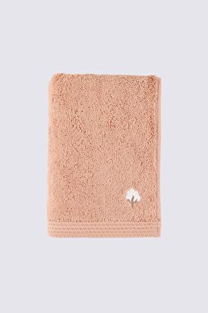 Ecocotton Pure Cotton 2'li El Yüz Havlusu Seti %100 Organik Pamuk Kelebek Bordürlü Nakışlı Kahve 50x90 Cm
