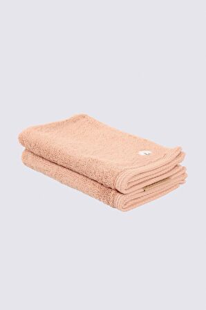 Ecocotton Pure Cotton 2'li El Havlusu Seti %100 Organik Pamuk Kelebek Bordürlü Nakışlı Kahve 30x50 Cm