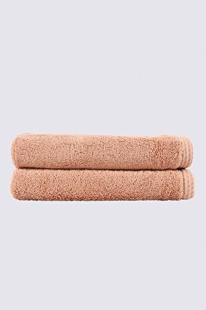 Ecocotton Pure Cotton 2'li El Havlusu Seti %100 Organik Pamuk Kelebek Bordürlü Nakışlı Kahve 30x50 Cm