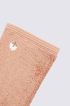 Ecocotton Pure Cotton 2'li El Havlusu Seti %100 Organik Pamuk Kelebek Bordürlü Nakışlı Kahve 30x50 Cm