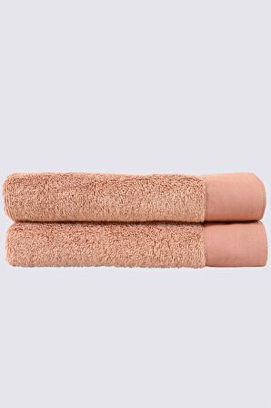 Ecocotton Pure Cotton 2'li El Havlusu Seti %100 Organik Pamuk Bez Bordürlü Nakışlı Kahve 30x50 Cm