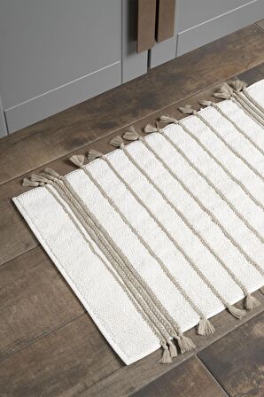 Ecocotton Karnella Banyo Paspası %100 Organik Pamuk Krem 50x80 Cm