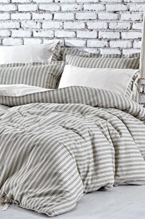 Ecocotton Ala Çift Kişilik Nevresim Takımı %100 Organik Pamuk Keten Yeşil 200x220 Cm