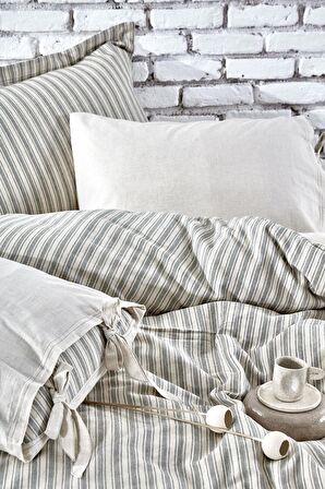 Ecocotton Ala Çift Kişilik Nevresim Takımı %100 Organik Pamuk Keten Yeşil 200x220 Cm