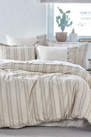 Ecocotton Delfin Çift Kişilik Nevresim Takımı %100 Organik Pamuk Keten Terra 200x220 Cm