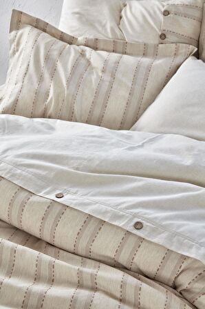 Ecocotton Delfin Çift Kişilik Nevresim Takımı %100 Organik Pamuk Keten Terra 200x220 Cm