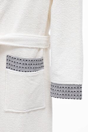 Ecocotton İzgi Erkek Bornoz %100 Organik Pamuk Jakarlı Syah