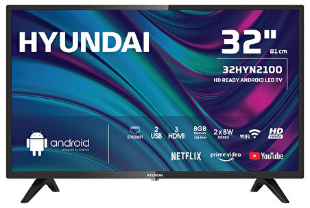 Hyundai 32HYN2100 32" 82 Ekran HD Ready LED Android TV