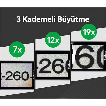 Powermaster PM-37911 7X-12X-19X Büyütmeli Led Ve Uv Işıklı Taşınabilir Dijital İnceleme Mikroskobu