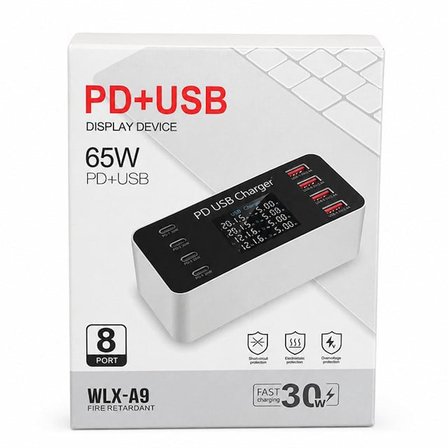 Powermaster PM-26056 8 Port USB+PD Şarj İstasyonu (4 USB+ 4 PD)