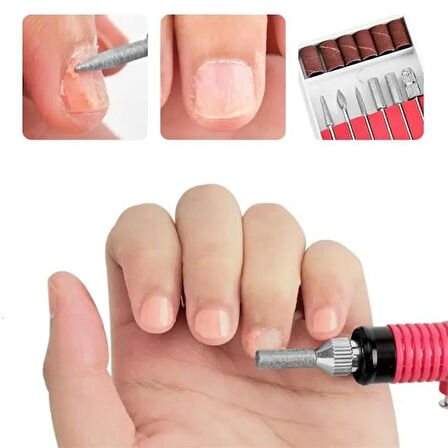 Sunup SN-27091 Hız Ayarlı Tırnak Freze Törpü Manikür Pedikür Seti 6 Başlıklı Elektrikli AC220V