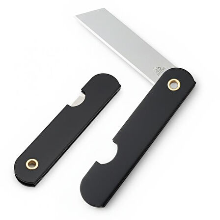 Powermaster PM-28646 Tekli Katlanır Falçata Maket Bıçağı Küçük Paslanmaz Çelik Siyah