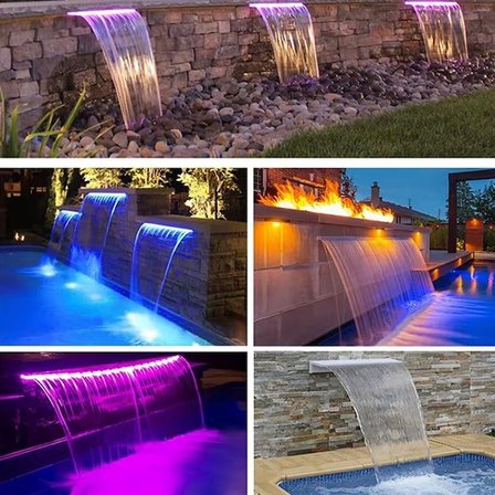 Powermaster PM-37795 Havuz Ve Bahçe Şelale Başlığı 90Cm RGB LED'li Uzaktan Kontrollü