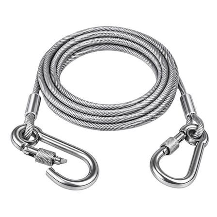 Sunup SN-38107 5 Metre Çelik Köpek Bağlama Halatı Kilitli Karabina PVC Kaplamalı