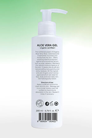 Ecowell Organik Aloe Vera Jel, Vegan Sertifikalı, Güneş Sonrası Yatıştırıcı Nemlendirici Rahatlatıcı 200ml