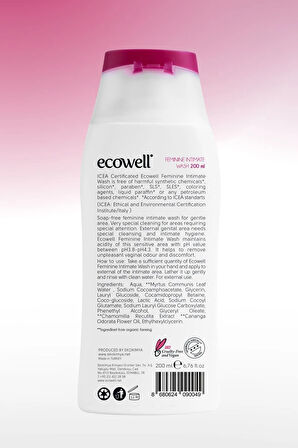 Ecowell Organik Intim Temizleyici, Vegan, Genital Bölge Koku Önleyici, Ph Dengeleyici Yıkama Jeli, 200 ml