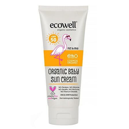 Ecowell Organik Bebek SPF 50 Faktör Çocuk Güneş Koruyucu Krem 110 ml