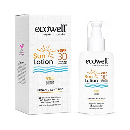 Ecowell Sun 30 Faktör Leke karşıtı Renksiz Güneş Koruyucu Losyon 150 ml