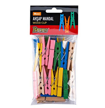 Brons Renkli Ahşap Mandal Büyük 24Lü - 3 paket