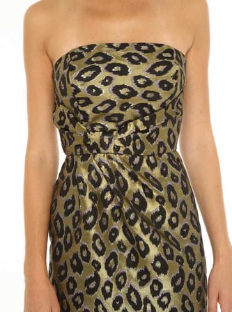 Straplez  Gold Desenli Mini Elbise Orginal