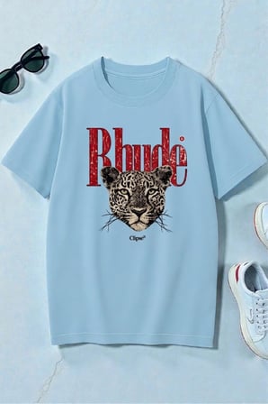 Unisex Rhude Leopar Baskılı Tasarım Tshirt