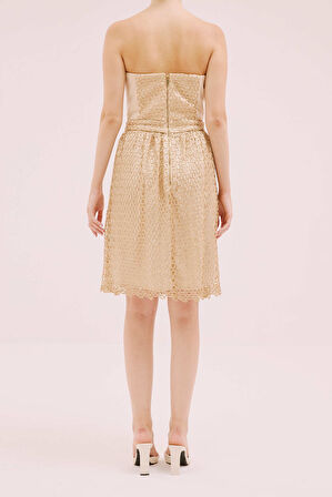 Straplez Mini Elbise Gold