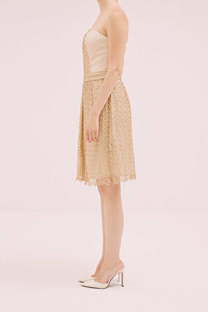 Straplez Mini Elbise Gold