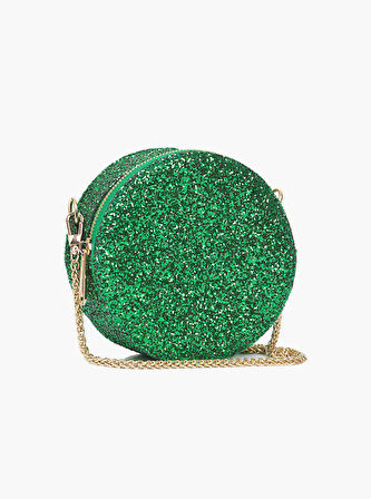 Gold Zincir Detaylı Parlak Clutch Çantası   Yeşil
