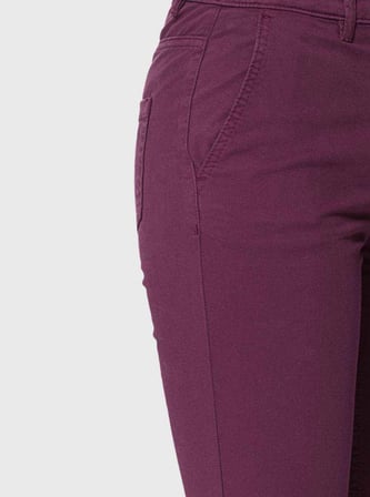 Kısa Paça Cep Detaylı  Kadın Pantolon   Bordo
