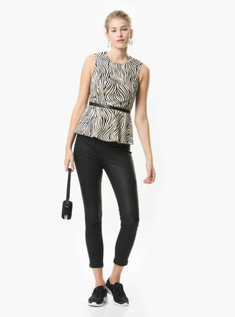 Zebra Desenli Deri  Bluz Orijinal