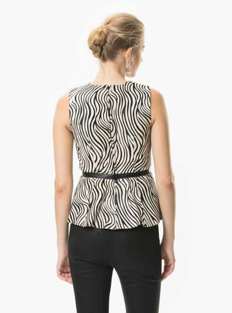Zebra Desenli Deri  Bluz Orijinal