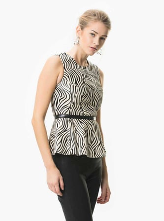 Zebra Desenli Deri  Bluz Orijinal