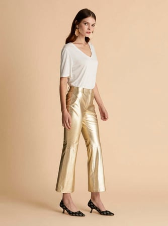 Kısa Paçalı  Kadın Pantolon   Gold