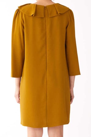 Fırfır Yakalı  Mini Elbise   Olive