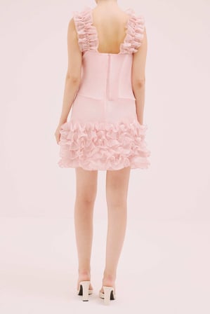 Organze Mini Elbise Pembe