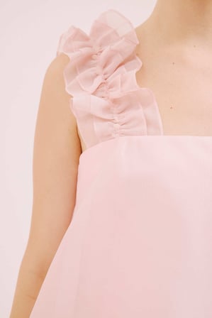 Organze Mini Elbise Pembe