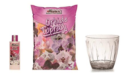 Orkide Toprağı, Orkide Saksısı (1.5L) ve Orkide Besini 3'lü Seti