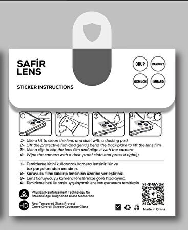 iPhone 15 Safir Kamera Lens Koruyucu