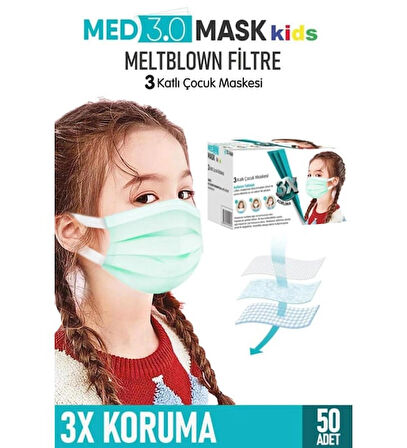 MED MASK KİDS ÇOCUK 3KATLI 50 Lİ